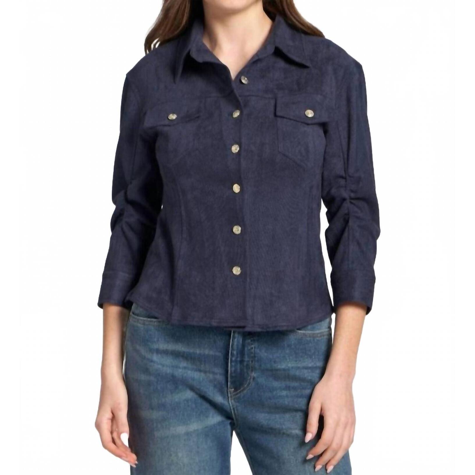 New Apny Vegan Leather Shirt In Navy